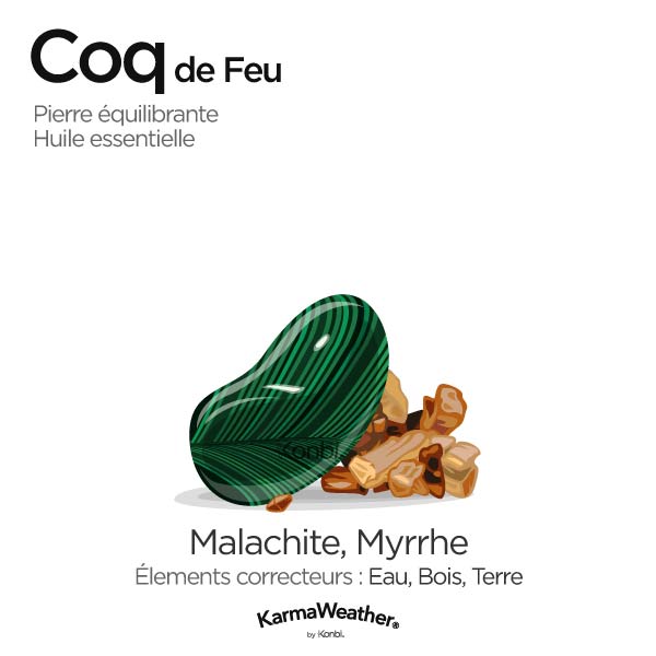 Coq de Feu: pierre équilibrante et huile essentielle