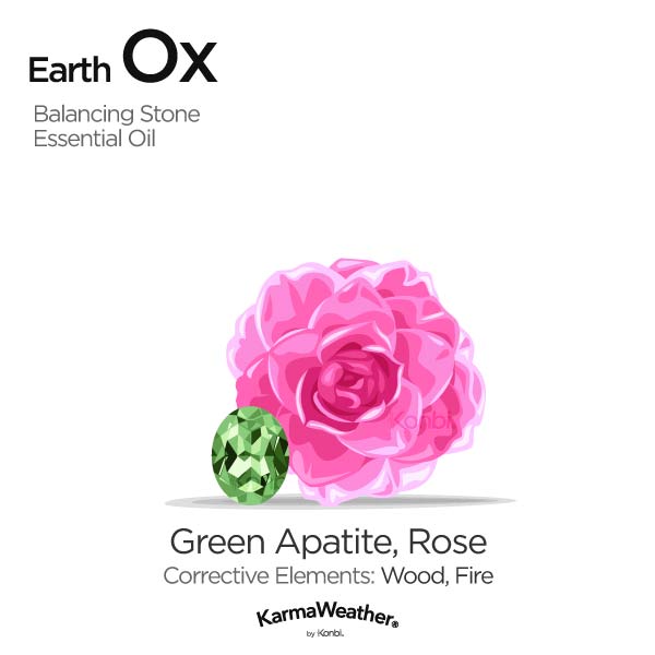 Year of the Earth Ox's balancing stone and essential oil