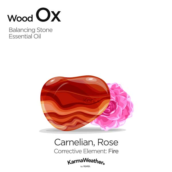 Year of the Wood Ox's balancing stone and essential oil