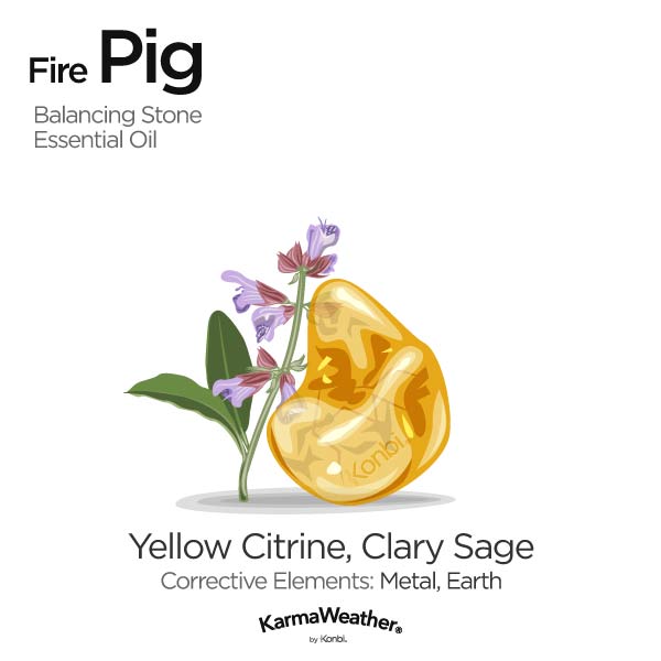 Year of the Fire Pig's balancing stone and essential oil