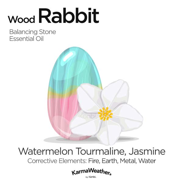 Year of the Wood Rabbit's balancing stone and essential oil