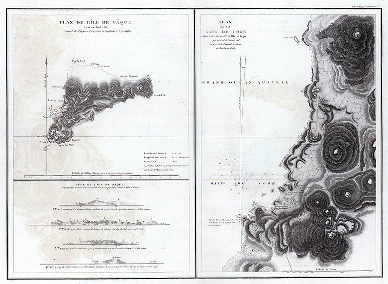 Carte de l'île de Pâques, par Jean-François de La Pérouse