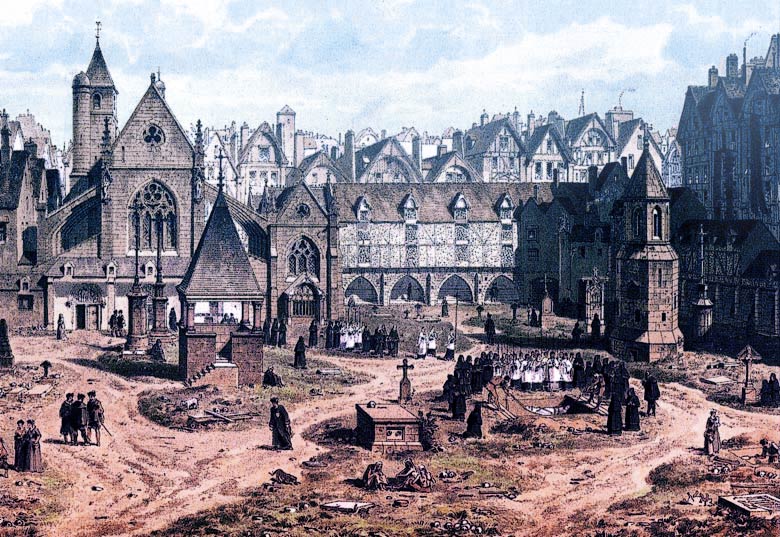 Cmentarz Świętych Innocentów w Paryżu, autor: Theodor Hoffbauer