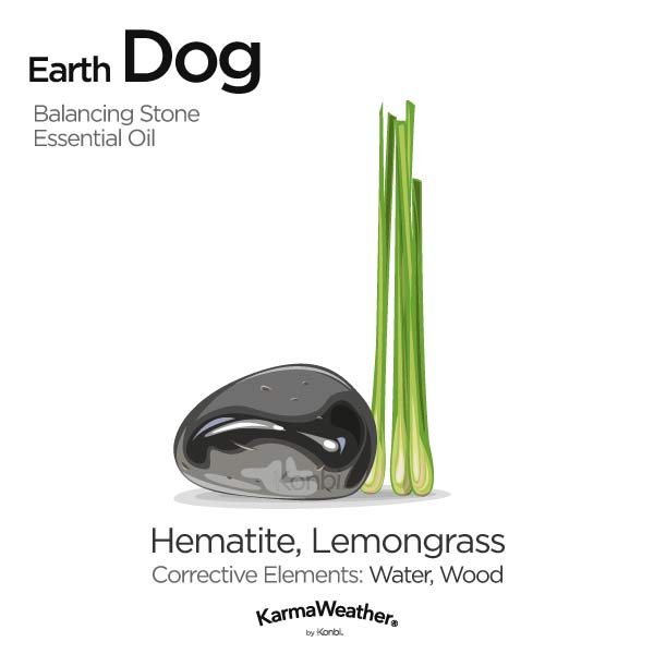 Année du Chien de Terre pierre d'équilibre et huile essentielle's balancing stone and essential oil