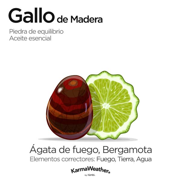 Gallo de Madera: piedra de equilibrio y aceite esencial