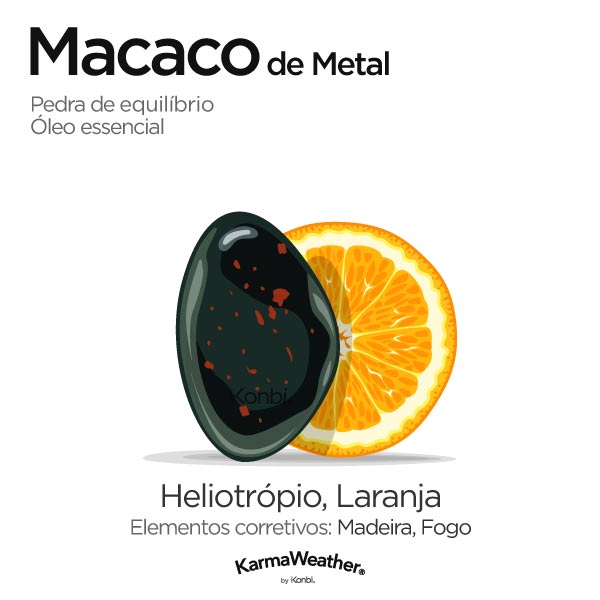 Macaco de Metal: pedra de equilíbrio e óleo essencial