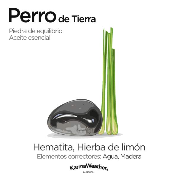 Perro de Tierra: piedra de equilibrio y aceite esencial