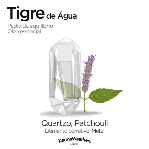 Tigre de Água: pedra de equilíbrio e óleo essencial