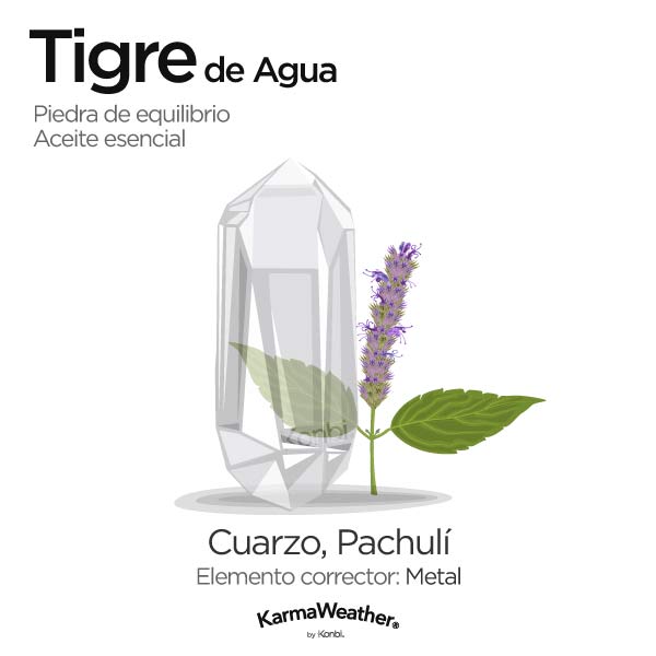 Tigre de Agua: piedra de equilibrio y aceite esencial