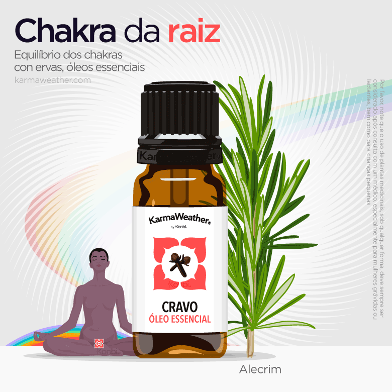 Equilíbrio do chakra da raiz com ervas e óleo essencial