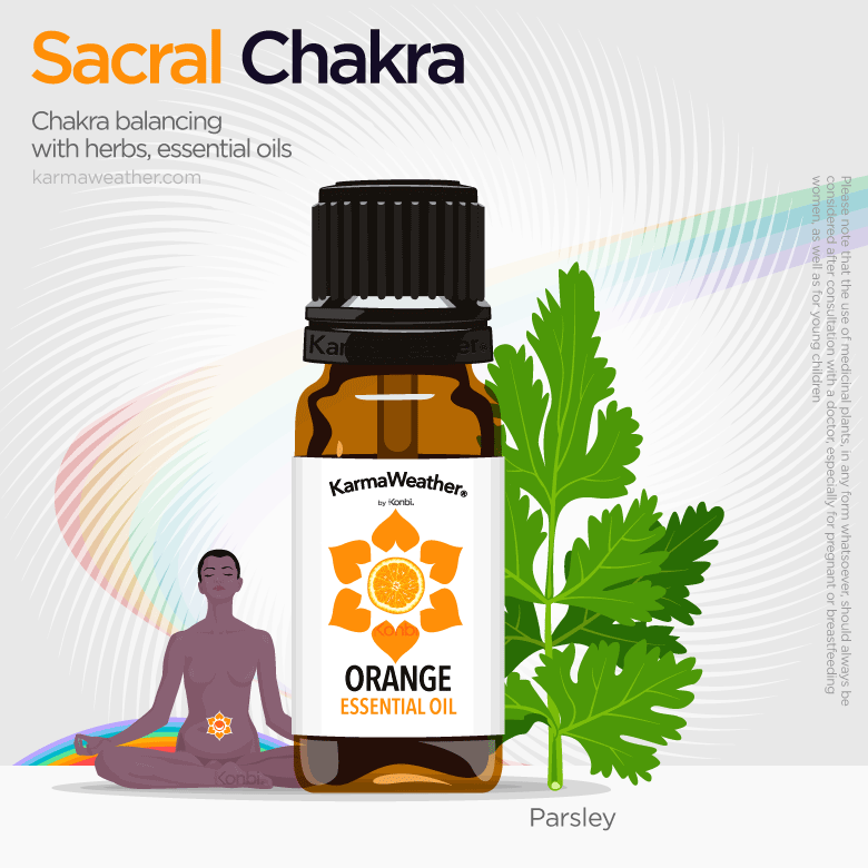 Sacral chakra balancing with herbs and essential oil