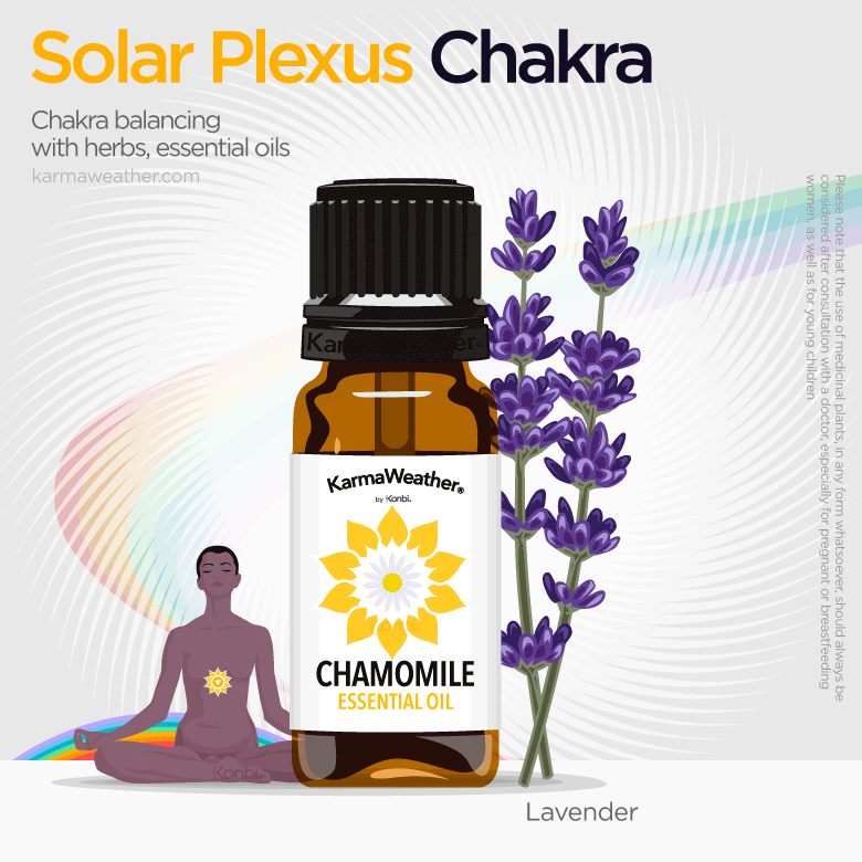 Solar plexus chakra balancing with herbs and essential oil