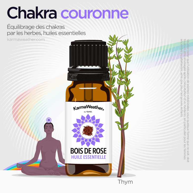 Équilibrage du chakra couronne avec des herbes et de l'huile essentielle