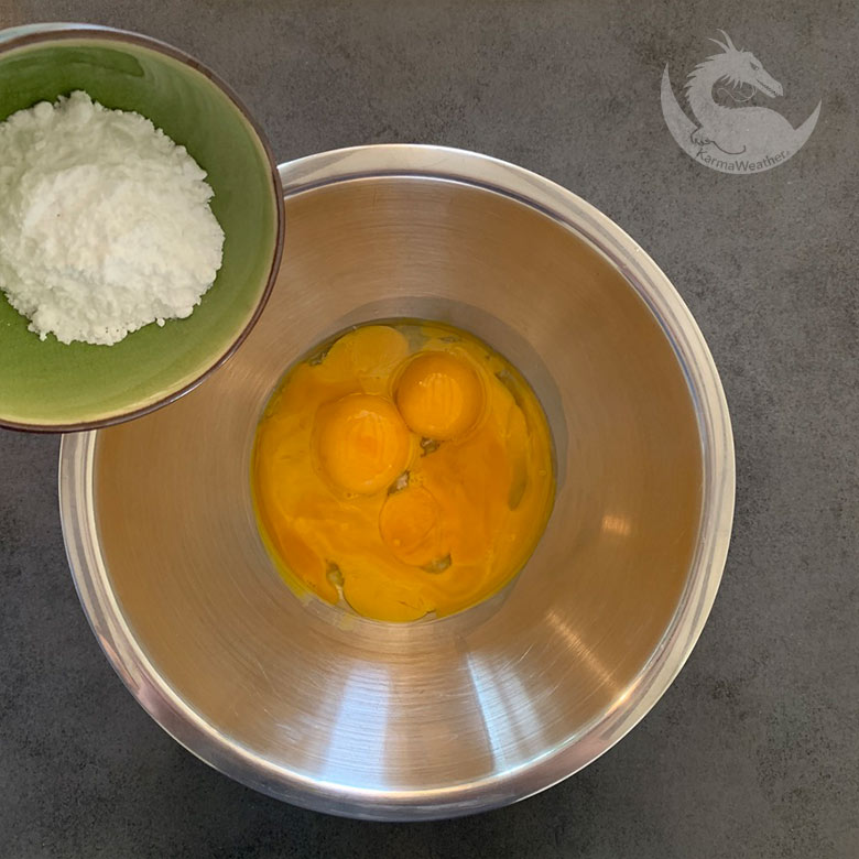 Icing sugar and egg yolks
