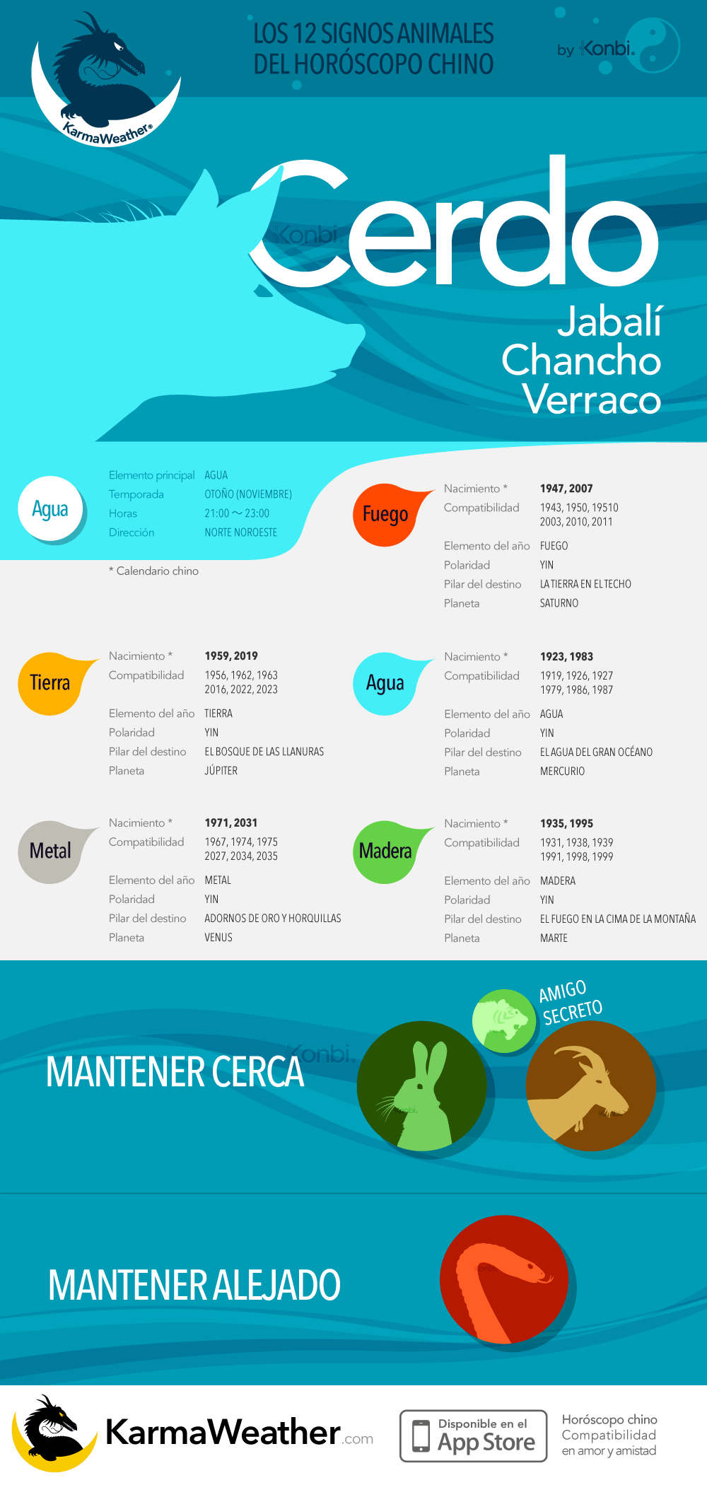 El Cerdo de la astrología china: infografía completa