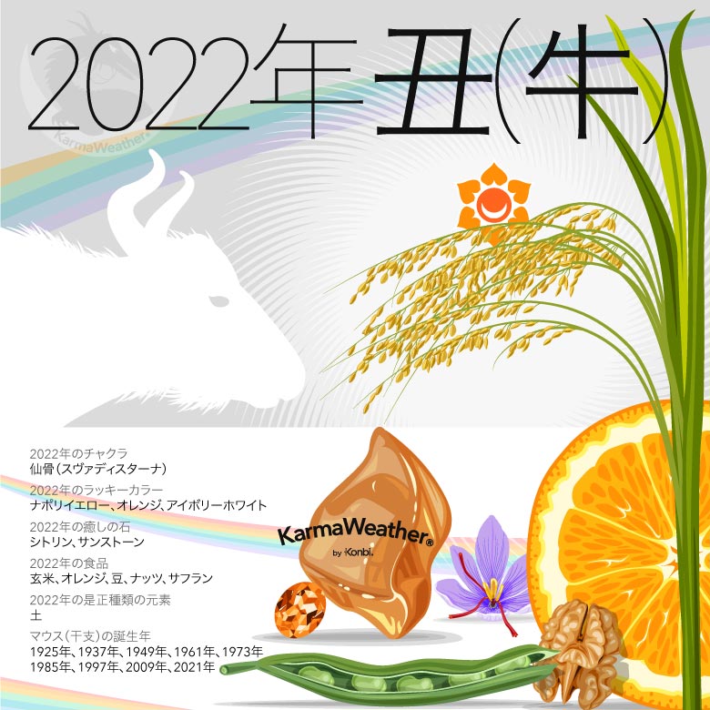 2022年の牛の干支のインフォグラフィック