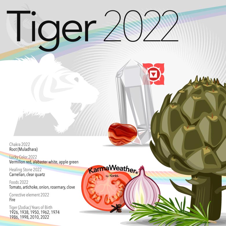 Infographic of the Chinese zodiac animal-sign of the Tiger in 2022