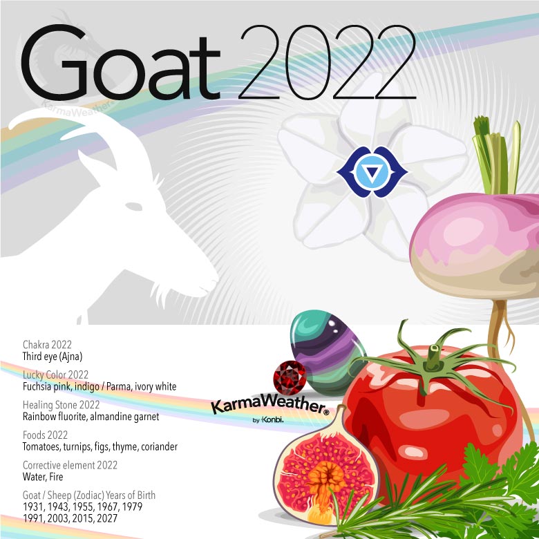 Infographic of the Chinese zodiac animal-sign of the Goat in 2022