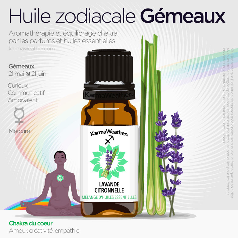 Infographie des huiles du zodiaque des Gémeaux