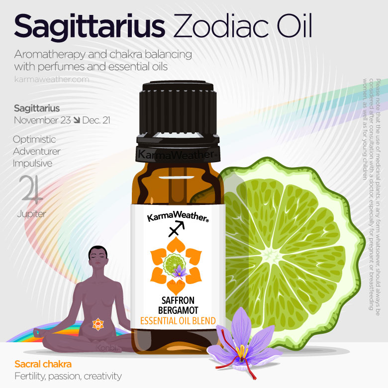 Sagittarius zodiac oils infographic
