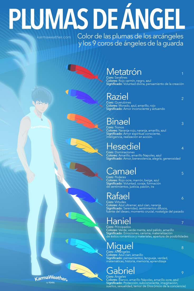 Infografía de colores de plumas de ángel