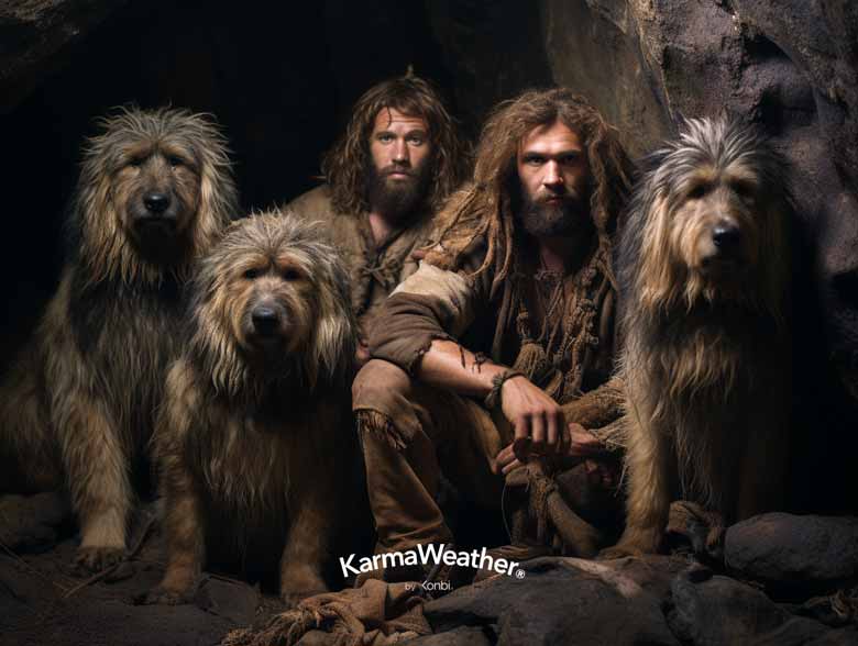 Cavemen and their dogs