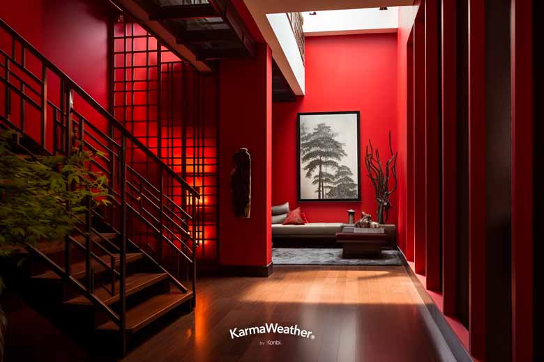 Decorating a Feng Shui entrance hall in red